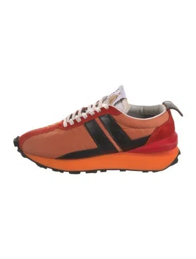 Pre-owned Lanvin Nylon Printed Athletic Sneakers In Orange