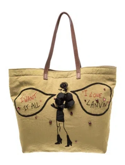 Pre-owned Lanvin Nylon Tote In Green