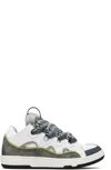 Lanvin Off-white & Gray Curb Leather Sneakers In Gray