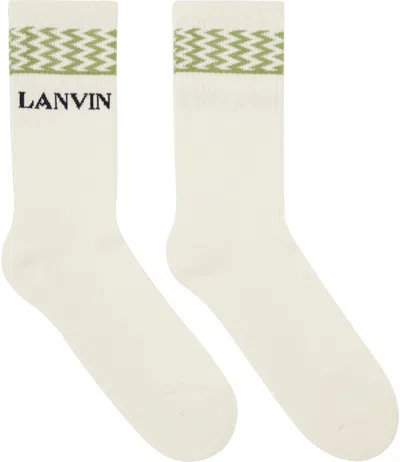 Lanvin Off-white Curb Socks In Ecru/vertde Gris0241