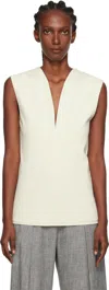 Lanvin Off-white Jersey Plunging Neckline Top In White