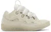 LANVIN OFF-WHITE LEATHER CURB SNEAKERS