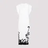 Lanvin Sleeveless Pleated Midi Dress With Abstract Pattern In Off White