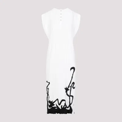 LANVIN OFF WHITE POLYESTER MIDI DRESS