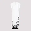 Lanvin Sleeveless Pleated Midi Dress With Abstract Pattern In White