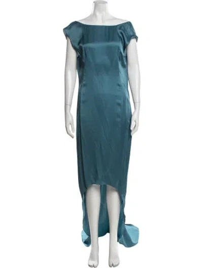 Pre-owned Lanvin Off-the-shoulder Long Dress W/ Tags In Blue