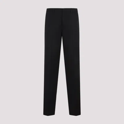 Lanvin Wool Cigarette Leg Trousers Pockets In Black