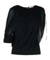 Lanvin Top Drappeggio In Black