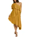 Lanvin One-shoulder Midi Dress In Orange