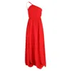 Lanvin One-shoulder Plisse Gown In Red Silk In Red