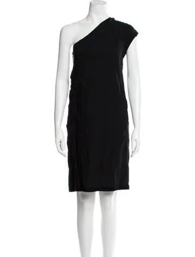 Pre-owned Lanvin One-shoulder Knee-length Dress In Black