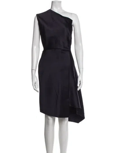 Pre-owned Lanvin One-shoulder Knee-length Dress In Blue