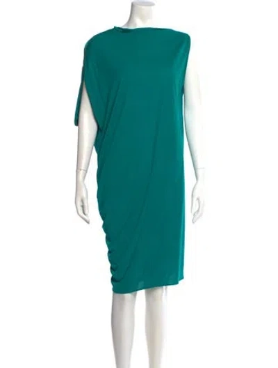 Pre-owned Lanvin One-shoulder Knee-length Dress In Green