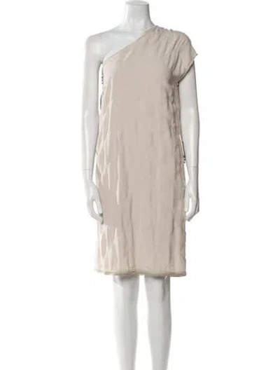 Pre-owned Lanvin One-shoulder Knee-length Dress In Neutral