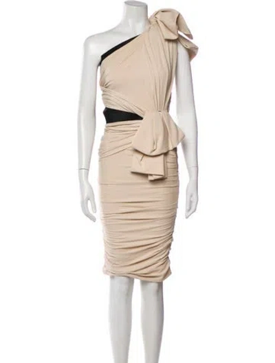 Pre-owned Lanvin One-shoulder Knee-length Dress In Neutral