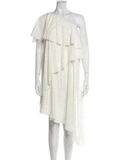Pre-owned Lanvin One-shoulder Knee-length Dress In Neutral