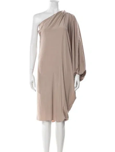Pre-owned Lanvin One-shoulder Knee-length Dress In Neutral