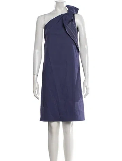 Pre-owned Lanvin One-shoulder Knee-length Dress In Purple