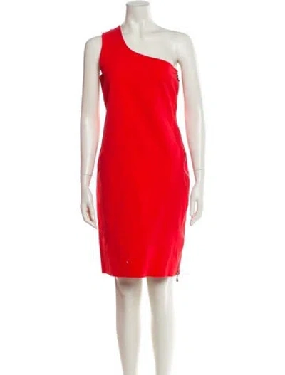 Pre-owned Lanvin One-shoulder Knee-length Dress In Red