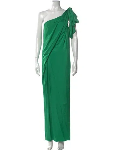 Pre-owned Lanvin One-shoulder Long Dress In Green