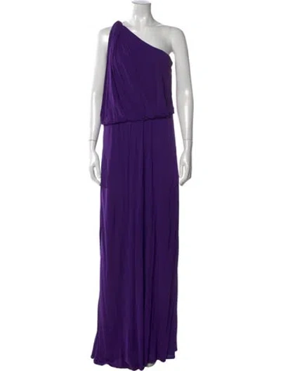 Pre-owned Lanvin One-shoulder Long Dress In Purple
