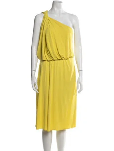 Pre-owned Lanvin One-shoulder Midi Length Dress In Yellow