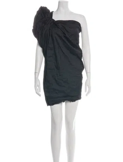Pre-owned Lanvin One-shoulder Mini Dress In Blue