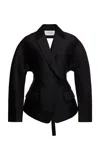 Lanvin Open-back Cotton-silk Strap Blazer In Black