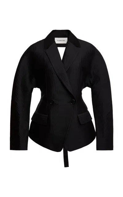 Lanvin Open-back Cotton-silk Strap Blazer In Black