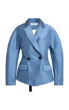 Lanvin Open-back Cotton-silk Strap Blazer In Blue