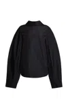 Lanvin Open-back Long-sleeve Silk Top In Black
