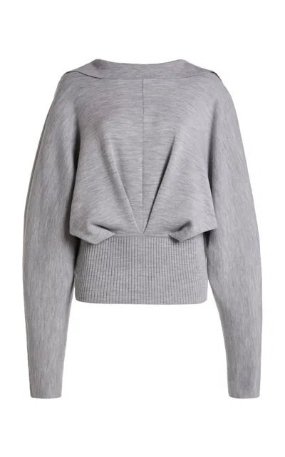 Lanvin Open-back Wool Top In Gray