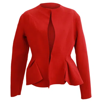 Lanvin Open Peplum Blazer In Red Wool