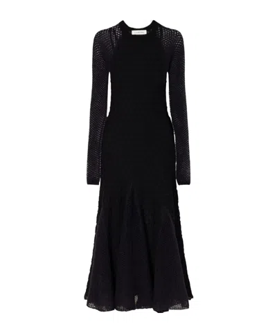 Lanvin Open-knit Wool Maxi Dress In Black