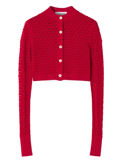 Lanvin Openwork Cardigan In Red