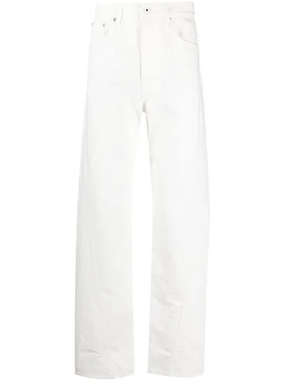 LANVIN OPTICAL WHITE COTTON DENIM TWIST DETAILING MEN'S JEANS