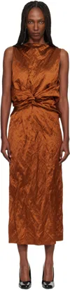 Lanvin Orange Back Cape Maxi Dress In Orange