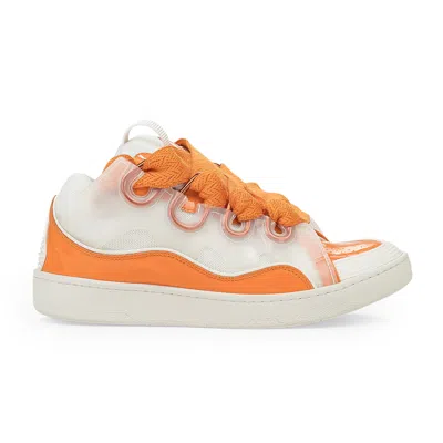 Lanvin Orange Curb Sneakers In White