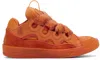 LANVIN ORANGE LEATHER CURB SNEAKERS