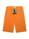 LANVIN ORANGE SHORTS WITH LOGO AND CURB MOTIF