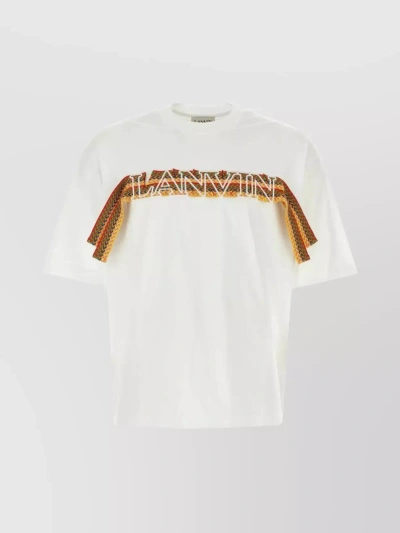 LANVIN OVERSIZE COTTON T-SHIRT WITH CONTRASTING RIBBON PATCH