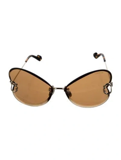 Pre-owned Lanvin Oversize Tinted Sunglasses In Brown