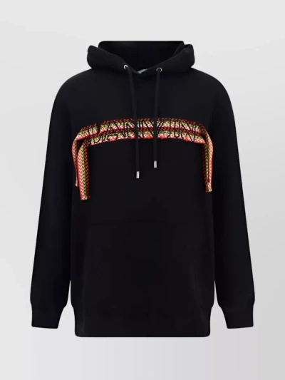 Lanvin Curb Logo Embroidery Cotton Hoodie In Black