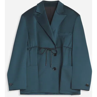 Lanvin Oversized Belted Jacket In Forest Green