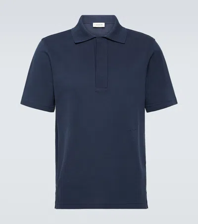 Lanvin Short-sleeve Cotton Polo Shirt In Blue