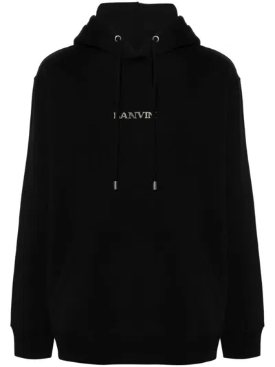 Lanvin Logo Embroidery Hoodie In Black