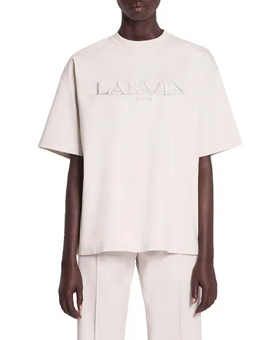 Lanvin Embroidered-logo Cotton T-shirt In Pink