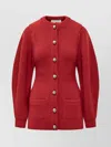 Lanvin Knitted Cardigan With Jeweled Buttons In Red