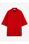 Lanvin Oversized Wool Polo Shirt In Carmine Red