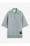 Lanvin Oversized Wool Polo Shirt In Steel
